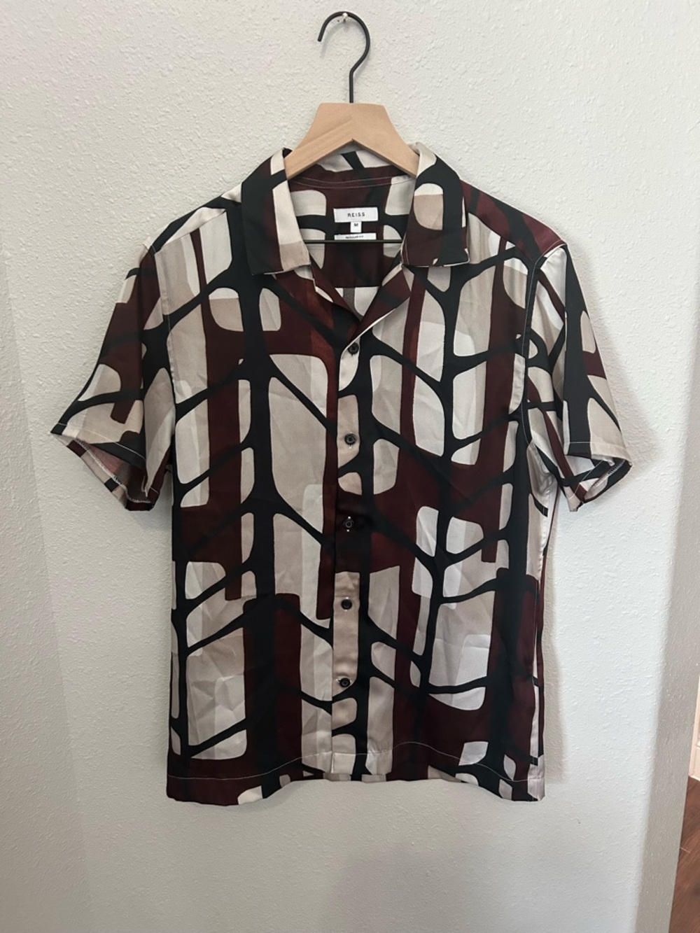 Reiss Men's Short-Sleeve Geometric Print Shirt Sz Medium